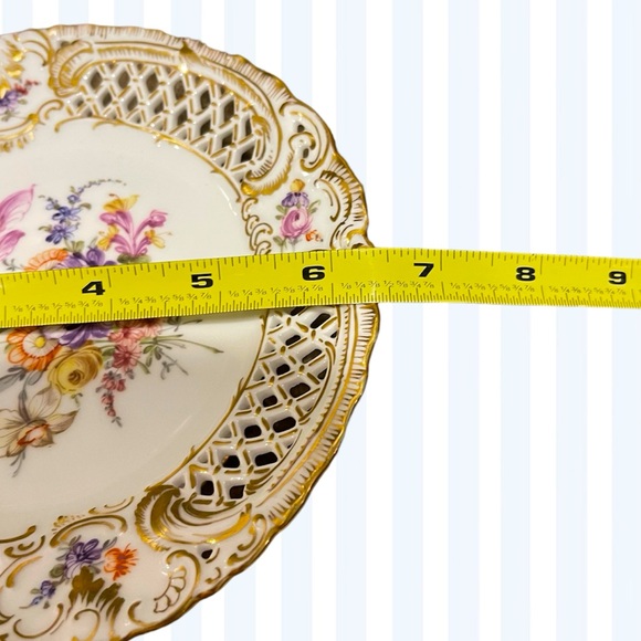 Vintage Dresden Floral Porcelain Pedestal Compote - Picture 5 of 6